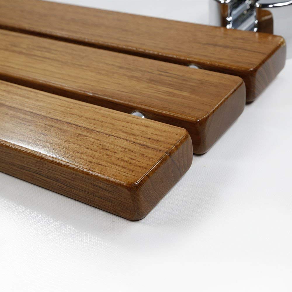 clerv 20 inches teak folding shower seat wood