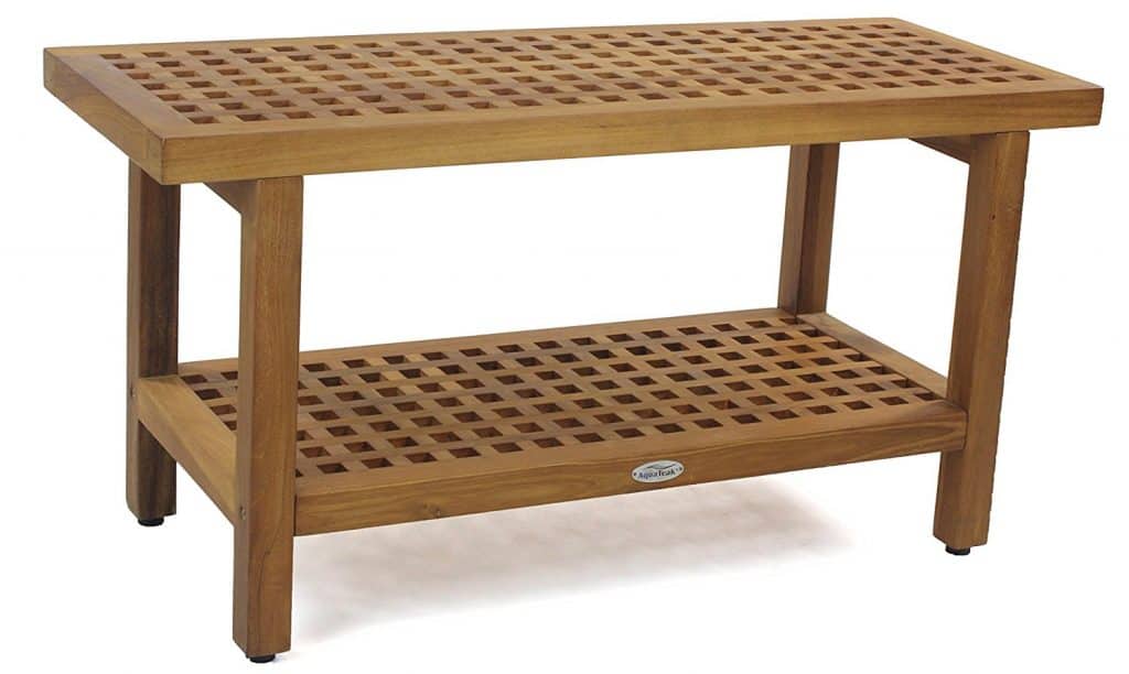 Best Original 36" Grate Teak Shower Bench with Shelf