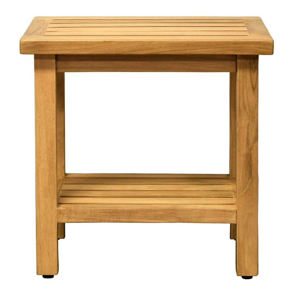 Asta Spa Teak Bath Stool with Shelf