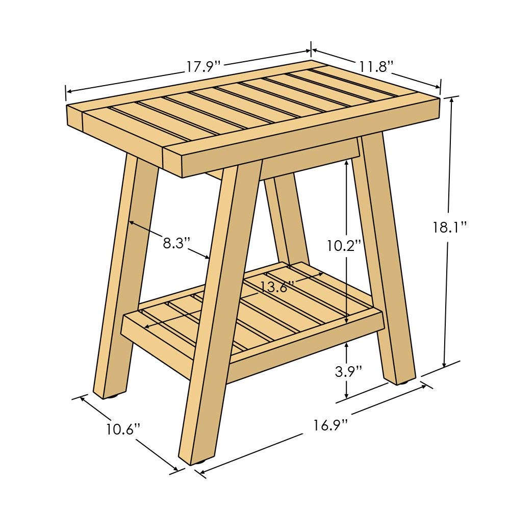 Asta Spa Teak Shower/Bath Stool dimensions