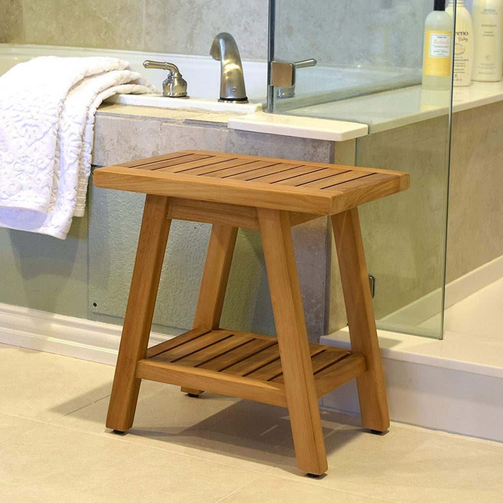 Asta Spa Teak bath Stool with Shelf